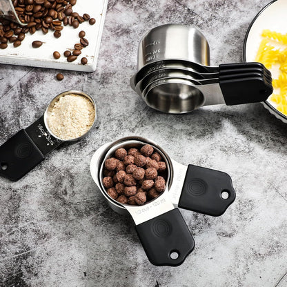 Magnetic Measuring Cups and Spoons Set of 16 Includes 7pcs Stainless Stee Stackable Nesting Magnetic Measuring Cup 9pcs Magnetic Measuring Spoon for Dry and Liquid Ingredients