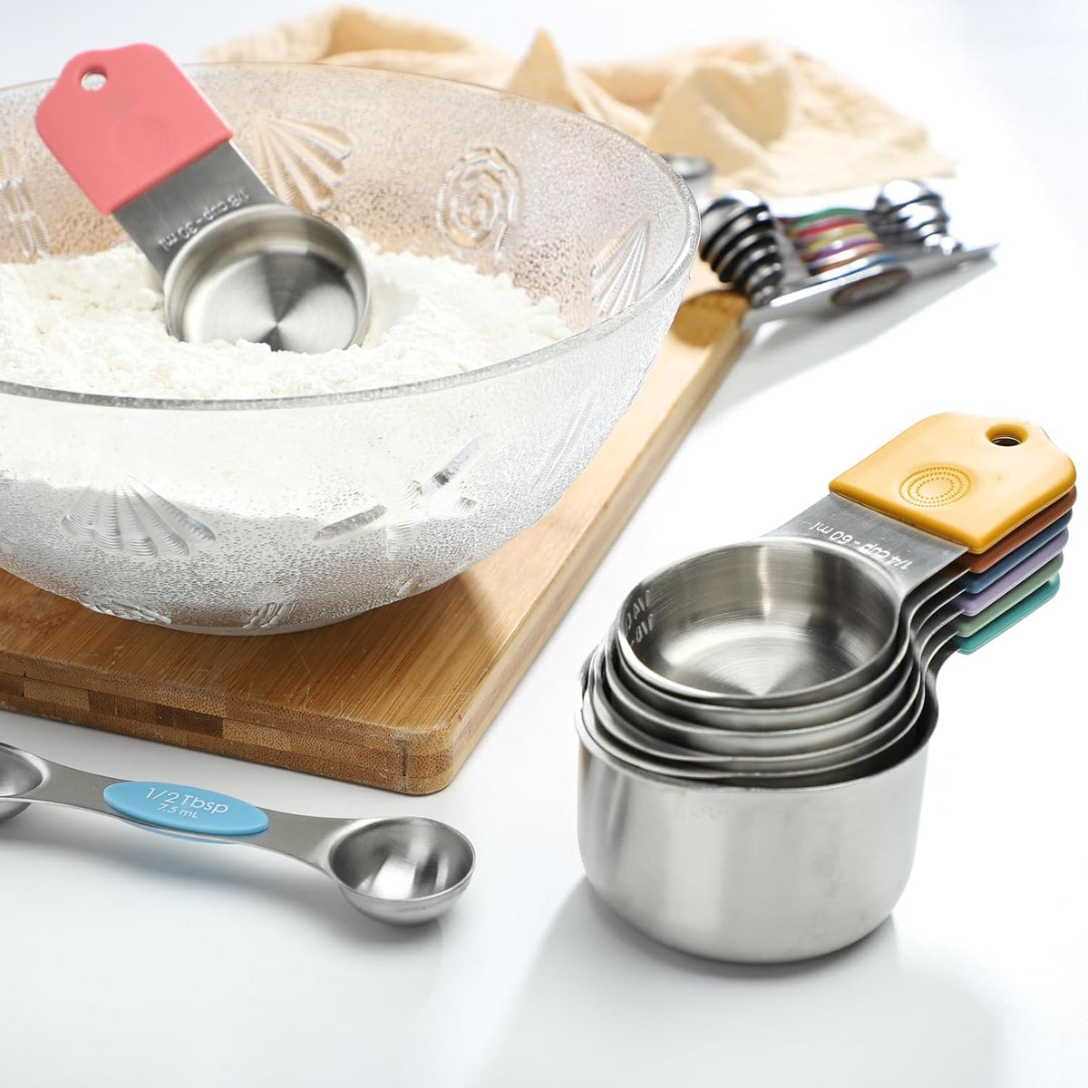 Magnetic Measuring Cups and Spoons Set of 16 Includes 7pcs Stainless Stee Stackable Nesting Magnetic Measuring Cup 9pcs Magnetic Measuring Spoon for Dry and Liquid Ingredients
