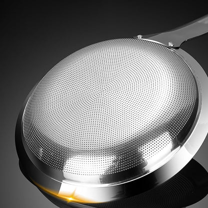 Stainless Steel Fine Mesh Colander Spoon Long Handle Mesh Sieve Strainer Grease Skimmer Spoon Food Oil Filter Strainers Metal Kitchen Strainer Sifter with Handle S