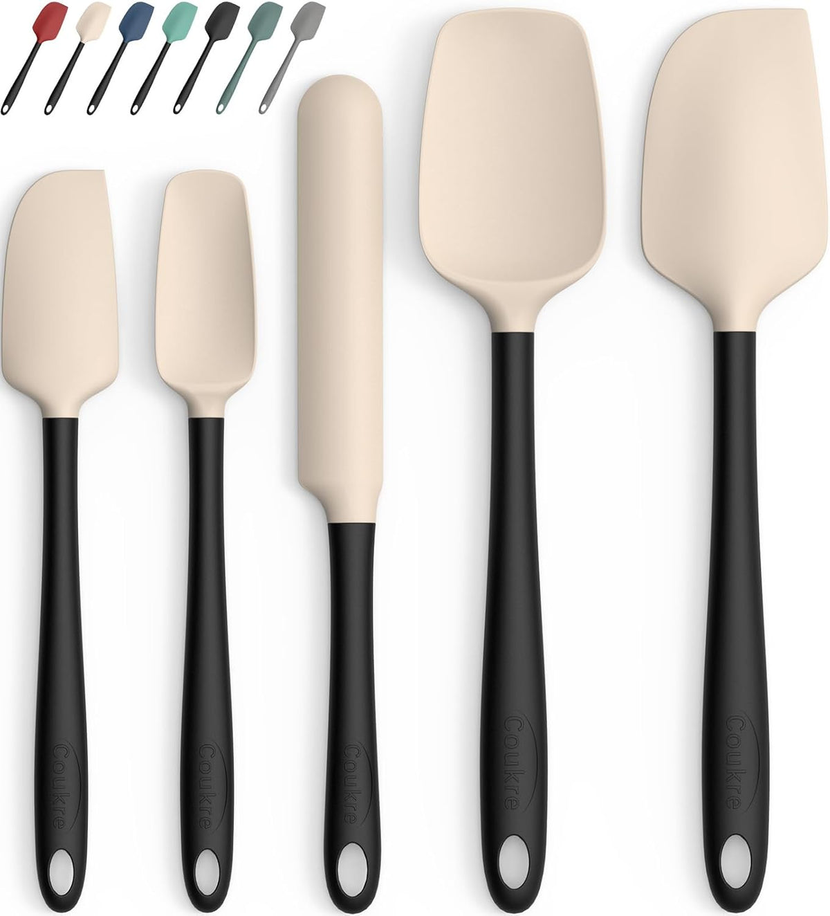 Silicone Spatula Set of 5,High Temperature Resistant, Food Grade Silicone, Dishwasher Safe, for Baking, Cooking (Aqua Green)