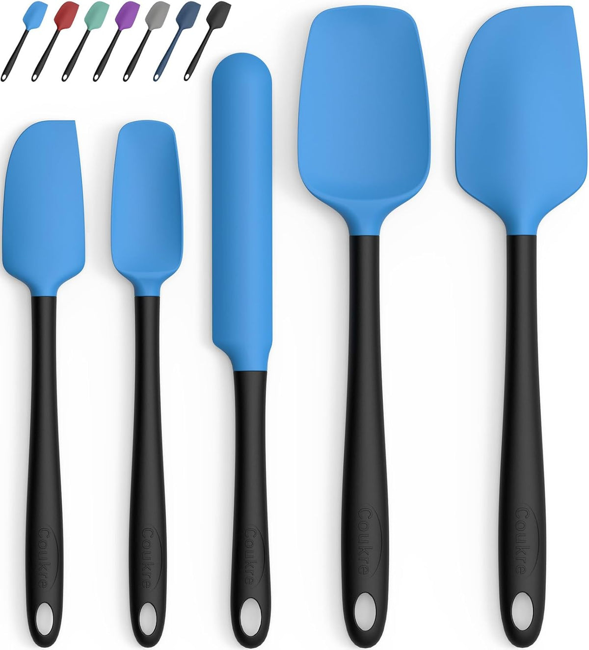 Silicone Spatula Set of 5,High Temperature Resistant, Food Grade Silicone, Dishwasher Safe, for Baking, Cooking (Aqua Green)