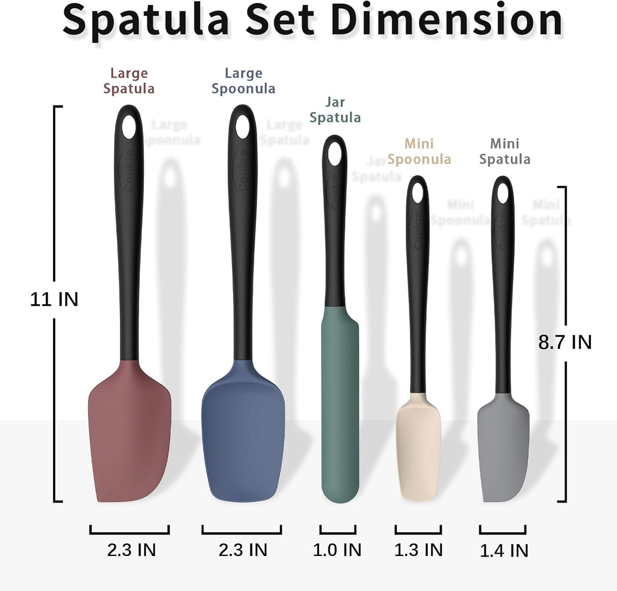 Silicone Spatula Set of 5,High Temperature Resistant, Food Grade Silicone, Dishwasher Safe, for Baking, Cooking (Aqua Green)