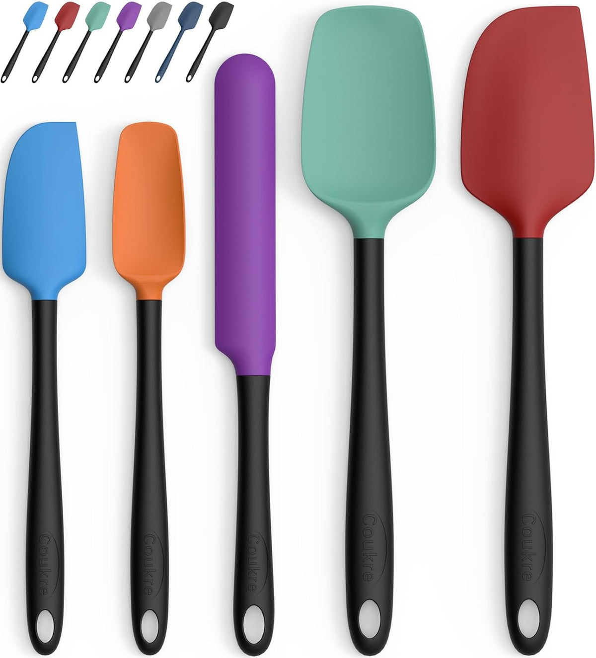 Silicone Spatula Set of 5,High Temperature Resistant, Food Grade Silicone, Dishwasher Safe, for Baking, Cooking (Aqua Green)