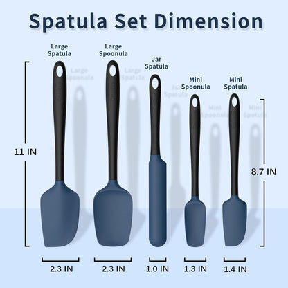 Silicone Spatula Set of 5,High Temperature Resistant, Food Grade Silicone, Dishwasher Safe, for Baking, Cooking (Aqua Green)