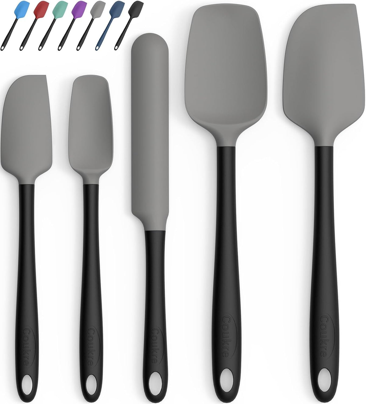 Silicone Spatula Set of 5,High Temperature Resistant, Food Grade Silicone, Dishwasher Safe, for Baking, Cooking (Aqua Green)