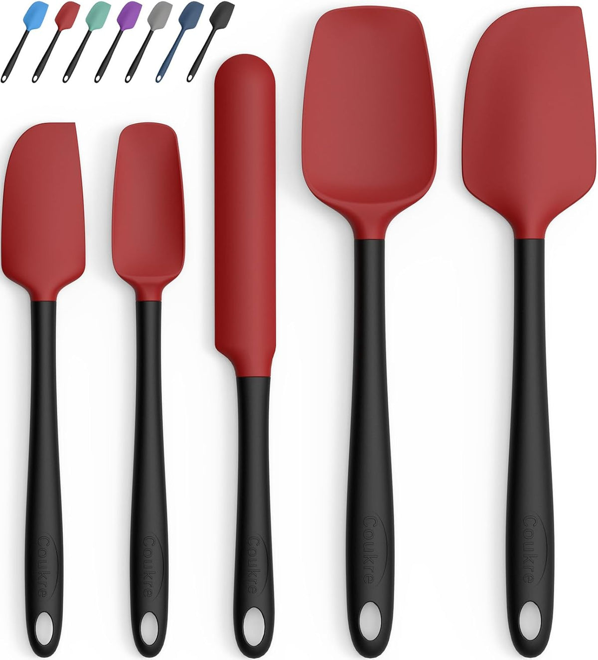 Silicone Spatula Set of 5,High Temperature Resistant, Food Grade Silicone, Dishwasher Safe, for Baking, Cooking (Aqua Green)