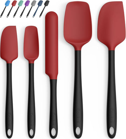 Silicone Spatula Set of 5,High Temperature Resistant, Food Grade Silicone, Dishwasher Safe, for Baking, Cooking (Aqua Green)