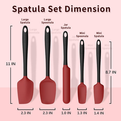 Silicone Spatula Set of 5,High Temperature Resistant, Food Grade Silicone, Dishwasher Safe, for Baking, Cooking (Aqua Green)