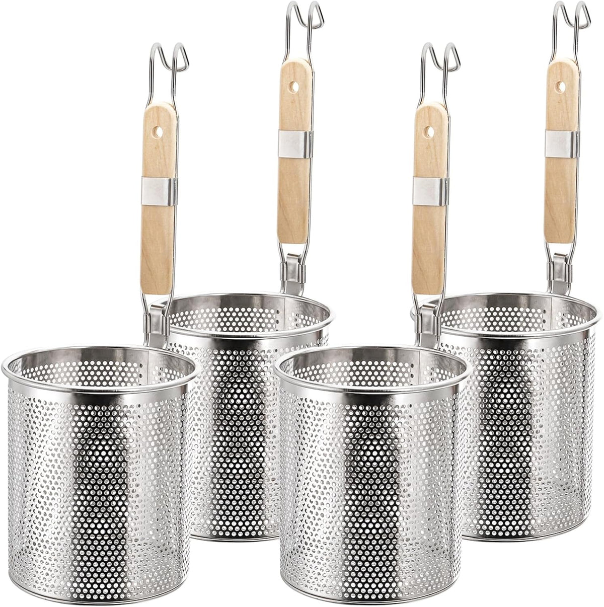 ZAVOOS 4 Pack Stainless Steel Pasta Strainer, 4.5''D x 6''H