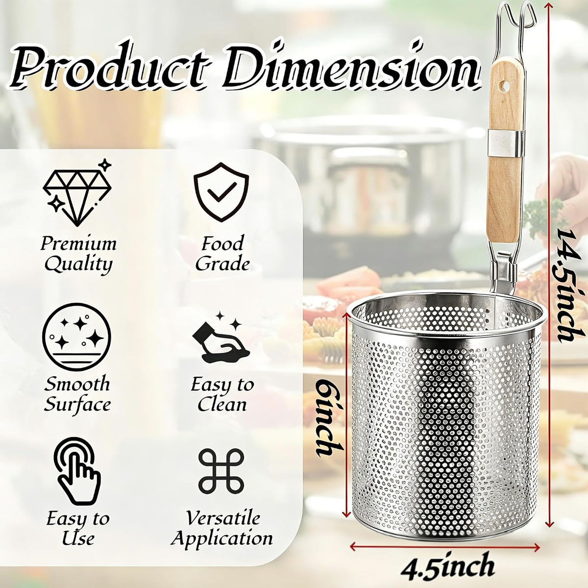 ZAVOOS 4 Pack Stainless Steel Pasta Strainer, 4.5''D x 6''H