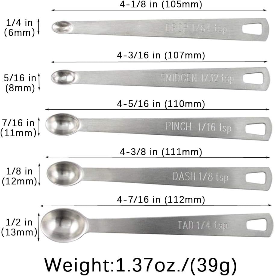 4Pack Mini Measuring Spoons Set, Heavy Duty Stainless Steel Teaspoon for Cooking and Baking, Suitable for Small Amount of Dry or Liquid Ingredients and Spices