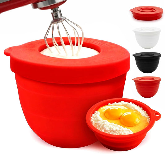 Silicone Bowl Liner for KitchenAid Mixer 4.5/5QT, Collapsible Mixing Bowl Insert with Airtight Lid, Food Grade Silicone KitchenAid Stand Mixer Bowl Liner, Heat Resistant, Dishwasher Safe, 1 Pack (Red)