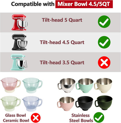 Silicone Bowl Liner for KitchenAid Mixer 4.5/5QT, Collapsible Mixing Bowl Insert with Airtight Lid, Food Grade Silicone KitchenAid Stand Mixer Bowl Liner, Heat Resistant, Dishwasher Safe, 1 Pack (Red)