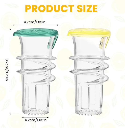 Manual Lemon Squeezer, 2PCS Plastic Lime Juicer Squeezer with Lid, Handheld Portable Orange Citrus Press, Easy to Clean Lemon Juicer in Home Kitchen Bar for Cocktails Tea Drinks Salad Seafood