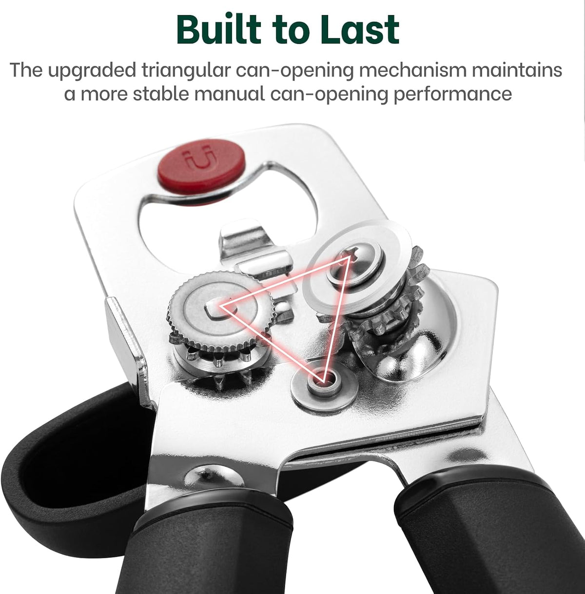 Heavy Duty Magnetic Manual Can Opener and Bottle Opener, Black