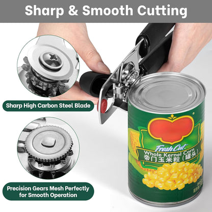 Heavy Duty Magnetic Manual Can Opener and Bottle Opener, Black