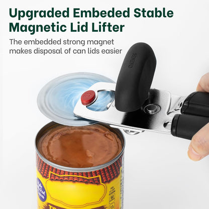 Heavy Duty Magnetic Manual Can Opener and Bottle Opener, Black