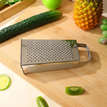 CALLARON Cheese Grater - Stainless Steel Vegetable Grater, 4 Side Ktichen Box Graters with Handle, Multifunction Cutter Slicer for Cheese, Potato, Fruit, Vegetable 3.5 x 7.9 inch