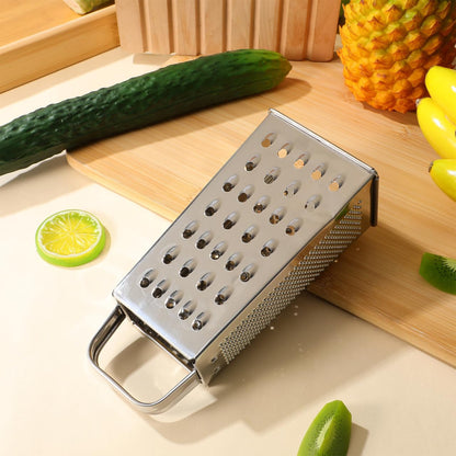 CALLARON Cheese Grater - Stainless Steel Vegetable Grater, 4 Side Ktichen Box Graters with Handle, Multifunction Cutter Slicer for Cheese, Potato, Fruit, Vegetable 3.5 x 7.9 inch