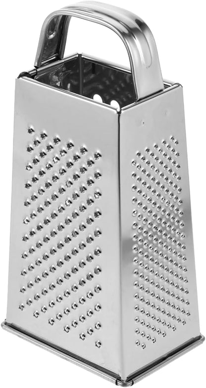 CALLARON Cheese Grater - Stainless Steel Vegetable Grater, 4 Side Ktichen Box Graters with Handle, Multifunction Cutter Slicer for Cheese, Potato, Fruit, Vegetable 3.5 x 7.9 inch