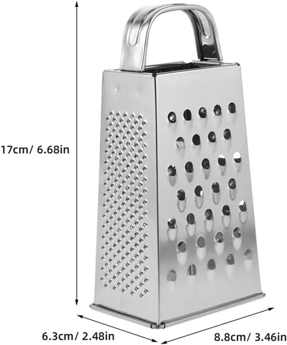 CALLARON Cheese Grater - Stainless Steel Vegetable Grater, 4 Side Ktichen Box Graters with Handle, Multifunction Cutter Slicer for Cheese, Potato, Fruit, Vegetable 3.5 x 7.9 inch