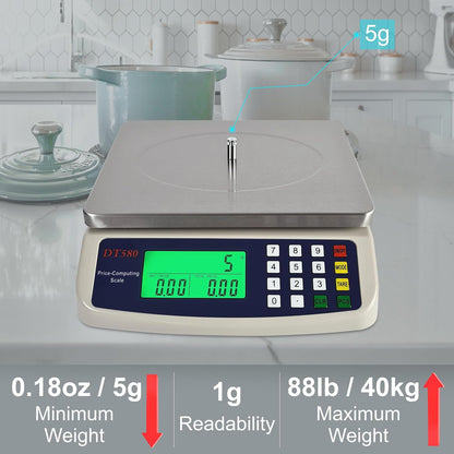 Commercial Weight-Price Scale 40kg/1g Market Balance with Counting Function