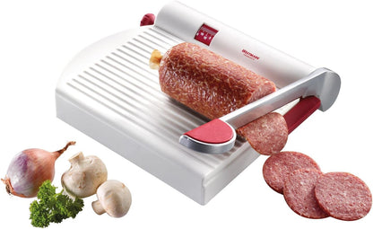 Adjustable Cheese Slicer with Board & Stainless Steel Sharp Blade, German Cheese Cutter with Precise Thickness Control, Multipurpose Food & Cheese Slicer, Effortless Slicing, White