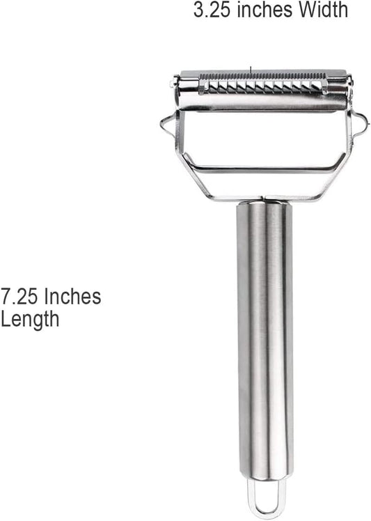 Vegetable Peeler, Julienne Cutter, Slicer, Shredder, Scraper - Fruit, Potatoes, Carrot, Cucumber 7" 3 in 1 Stainless Steel Dual Blade, Commercial Grade