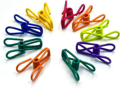 16 Pack Chip Clips, Utility PVC-Coated Colorful Steel Clip for Sealing Food | 2 Inch Small Metal Chip Clips for Food Package, Chips Bag, Clothes Hanging, Paperwork Clamp