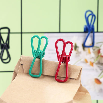 16 Pack Chip Clips, Utility PVC-Coated Colorful Steel Clip for Sealing Food | 2 Inch Small Metal Chip Clips for Food Package, Chips Bag, Clothes Hanging, Paperwork Clamp