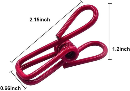 16 Pack Chip Clips, Utility PVC-Coated Colorful Steel Clip for Sealing Food | 2 Inch Small Metal Chip Clips for Food Package, Chips Bag, Clothes Hanging, Paperwork Clamp
