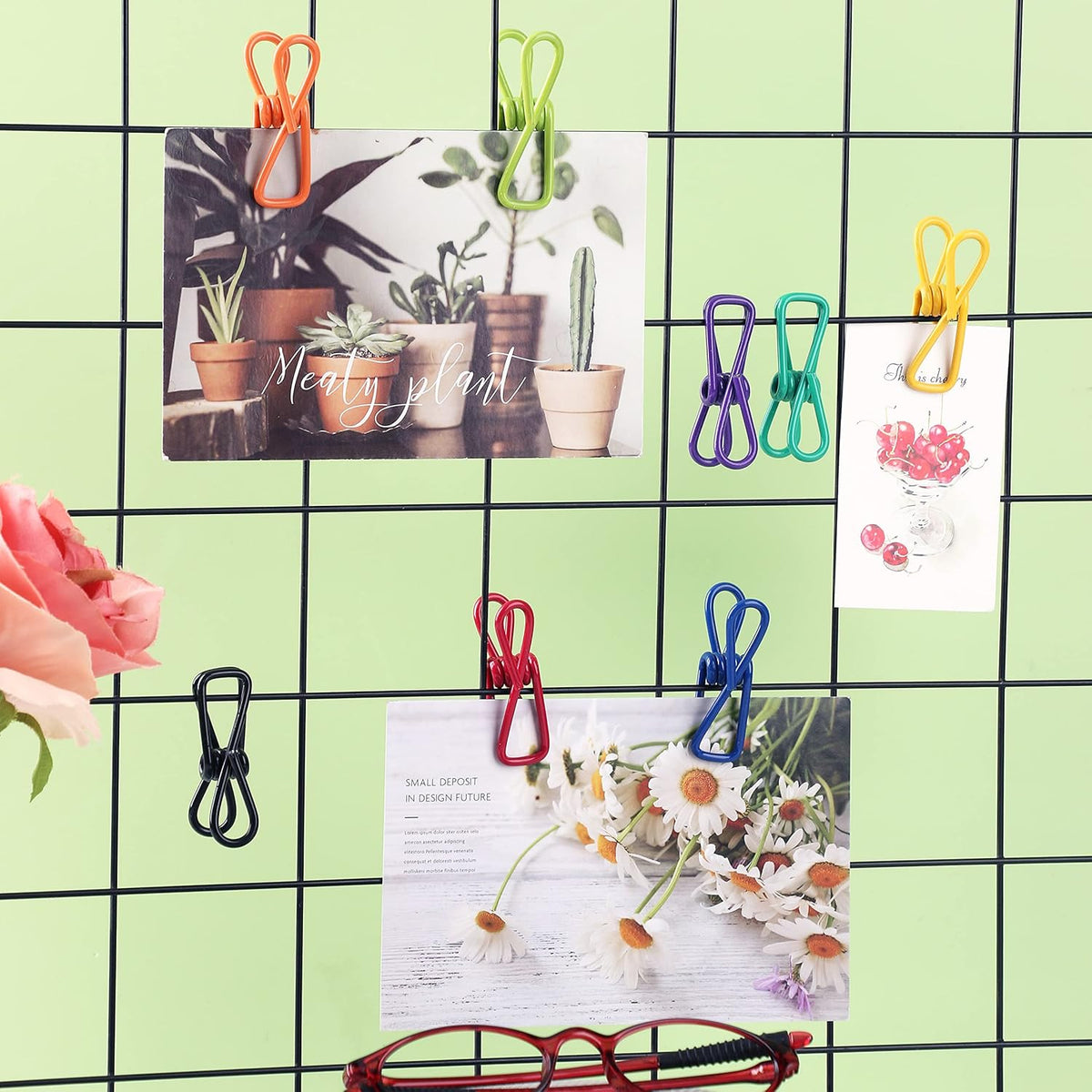 16 Pack Chip Clips, Utility PVC-Coated Colorful Steel Clip for Sealing Food | 2 Inch Small Metal Chip Clips for Food Package, Chips Bag, Clothes Hanging, Paperwork Clamp