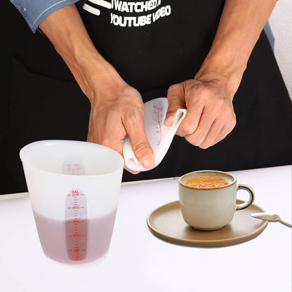 Silicone Measuring Cups (2 Cup + 1 Cup) Flexible Measure Melting Cups for Epoxy Resin Butter, Chocolate Squeeze Pour Baking Cup Dishwasher Safe BPA Free 500/250 ML with Marking Cup/Ounce