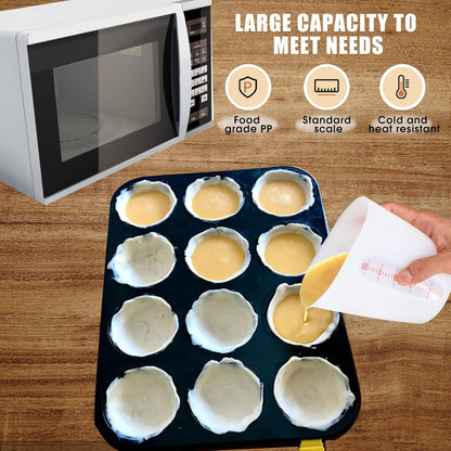 Silicone Measuring Cups (2 Cup + 1 Cup) Flexible Measure Melting Cups for Epoxy Resin Butter, Chocolate Squeeze Pour Baking Cup Dishwasher Safe BPA Free 500/250 ML with Marking Cup/Ounce