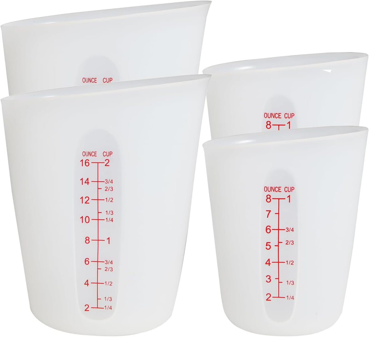 Silicone Measuring Cups (2 Cup + 1 Cup) Flexible Measure Melting Cups for Epoxy Resin Butter, Chocolate Squeeze Pour Baking Cup Dishwasher Safe BPA Free 500/250 ML with Marking Cup/Ounce