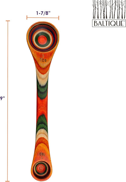 Baltique Marrakesh Collection 2 in 1 Wooden Measuring Spoon with Tablespoon and Teaspoon Measurements