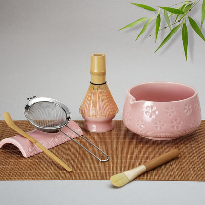 8 Pcs Matcha Whisk Set: Matcha Bowl, Whisk and Holder, Cleaning Brush, Bamboo Scoop, 304 Sifter, Tool Holder, Tea Mat – Matcha Set Kit Gifts for Women, Mom, Valentines Day (Mottled Green)