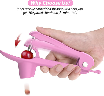 Cherry Pitter - Stainless Steel Cherries Corer Pitter Tool with Hand-held Push Design, Save Time & Space for Making Cherry Jam with Lock Design(Blue)