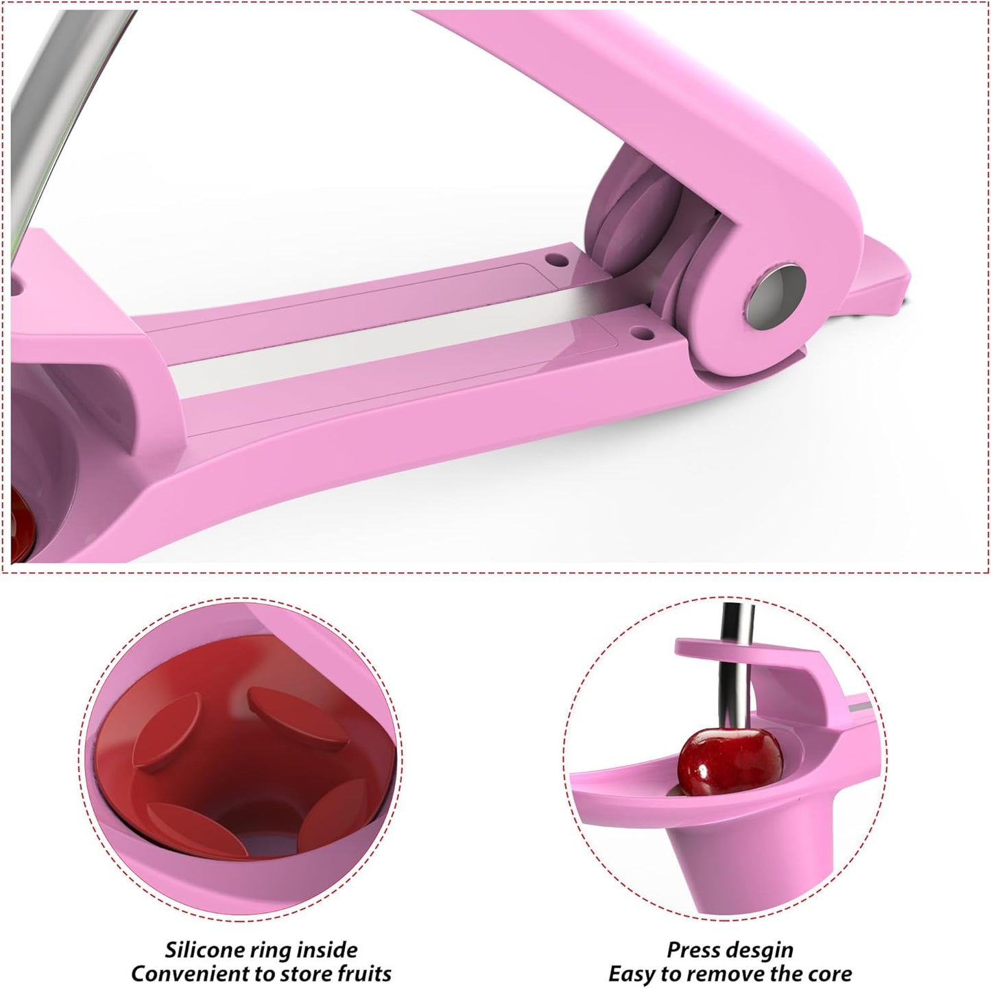 Cherry Pitter - Stainless Steel Cherries Corer Pitter Tool with Hand-held Push Design, Save Time & Space for Making Cherry Jam with Lock Design(Blue)