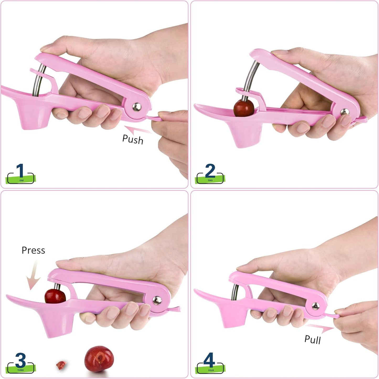 Cherry Pitter - Stainless Steel Cherries Corer Pitter Tool with Hand-held Push Design, Save Time & Space for Making Cherry Jam with Lock Design(Blue)