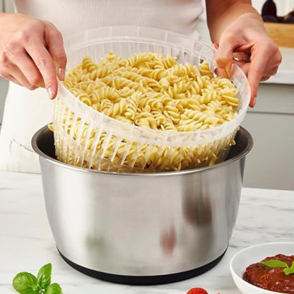 Pump Salad Spinner with Stainless Steel Bowl 6L Large Capacity Manual Spinner, Durable BPA-Free Design for Fast Drying Lettuce, Vegetables & Fruits