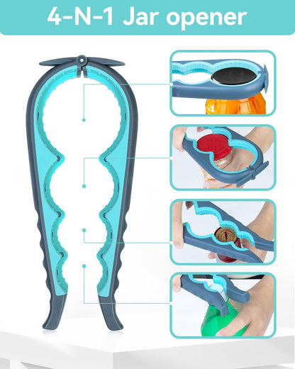 Jar Opener 3-Piece Set, Can and Bottle Opener for Weak Hands