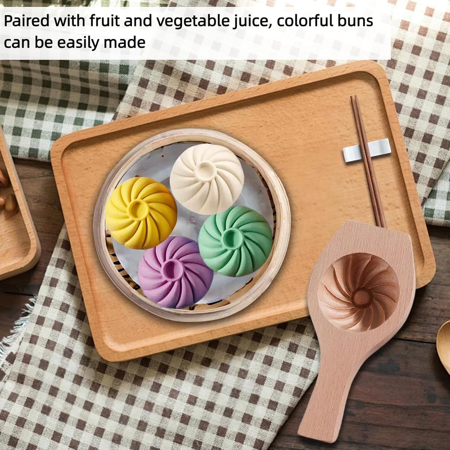 Wooden Bao Bun Maker,Baozi Maker Machine,Wooden Steam Bun Mold,This Kitchen Appliances And Gadgets Is the Best Gift for Asian Food Enthusiasts And Dumpling Maker (Steamed Bun A)