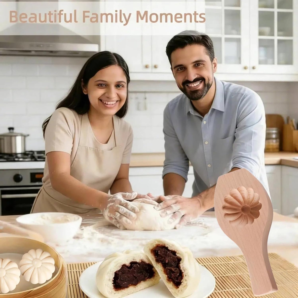 Wooden Bao Bun Maker,Baozi Maker Machine,Wooden Steam Bun Mold,This Kitchen Appliances And Gadgets Is the Best Gift for Asian Food Enthusiasts And Dumpling Maker (Steamed Bun A)