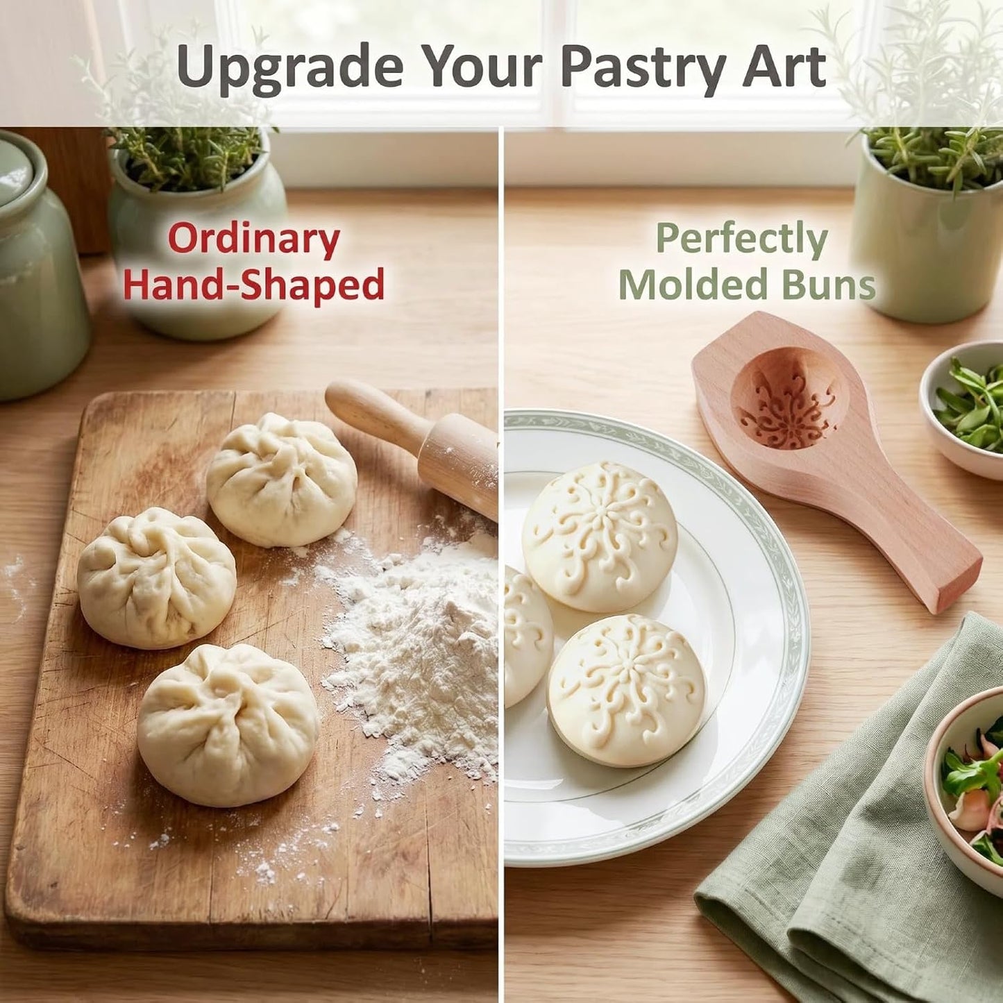 Wooden Bao Bun Maker,Baozi Maker Machine,Wooden Steam Bun Mold,This Kitchen Appliances And Gadgets Is the Best Gift for Asian Food Enthusiasts And Dumpling Maker (Steamed Bun A)