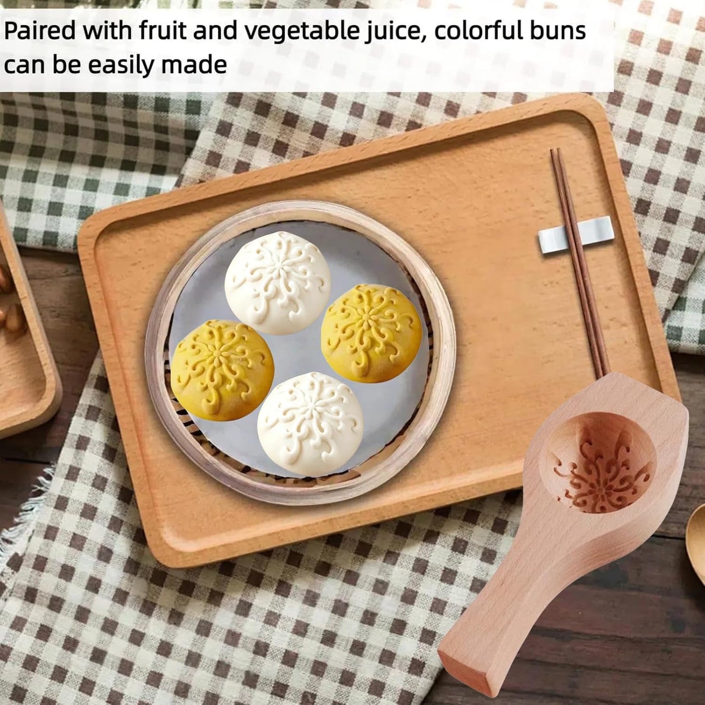Wooden Bao Bun Maker,Baozi Maker Machine,Wooden Steam Bun Mold,This Kitchen Appliances And Gadgets Is the Best Gift for Asian Food Enthusiasts And Dumpling Maker (Steamed Bun A)