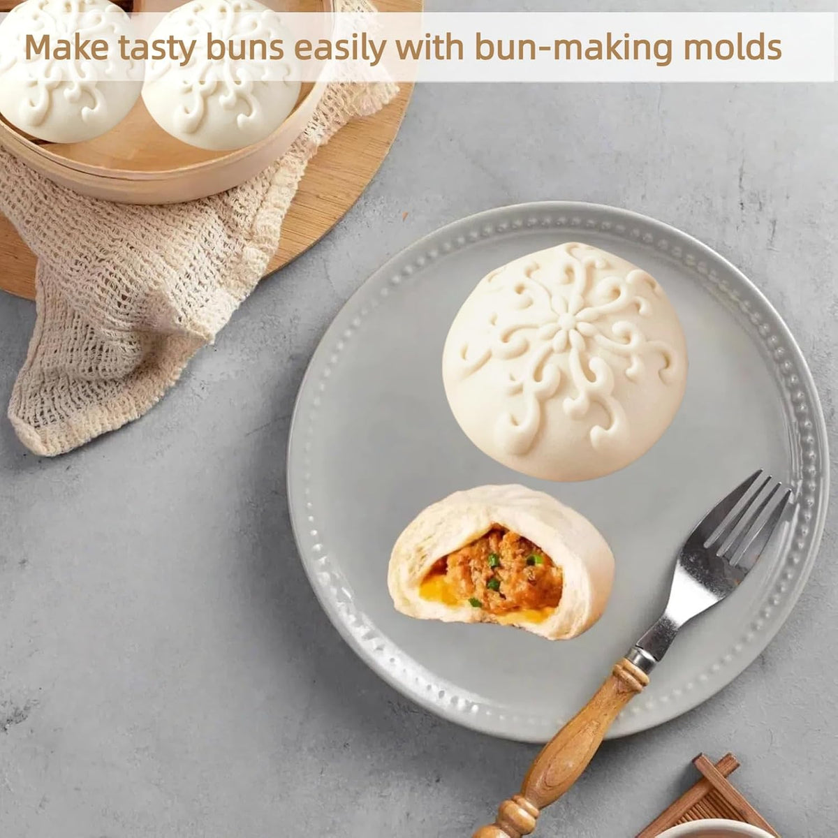 Wooden Bao Bun Maker,Baozi Maker Machine,Wooden Steam Bun Mold,This Kitchen Appliances And Gadgets Is the Best Gift for Asian Food Enthusiasts And Dumpling Maker (Steamed Bun A)