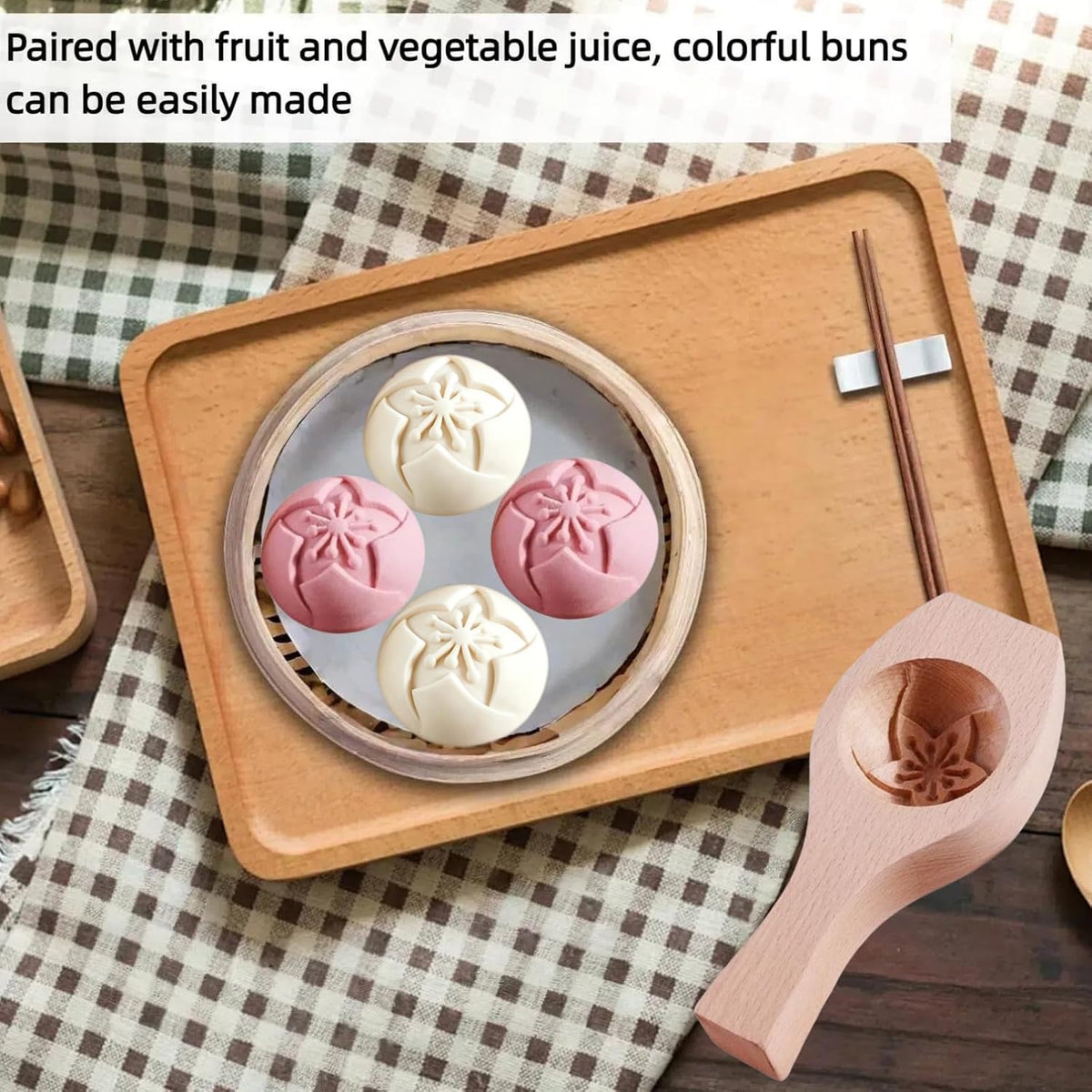Wooden Bao Bun Maker,Baozi Maker Machine,Wooden Steam Bun Mold,This Kitchen Appliances And Gadgets Is the Best Gift for Asian Food Enthusiasts And Dumpling Maker (Steamed Bun A)