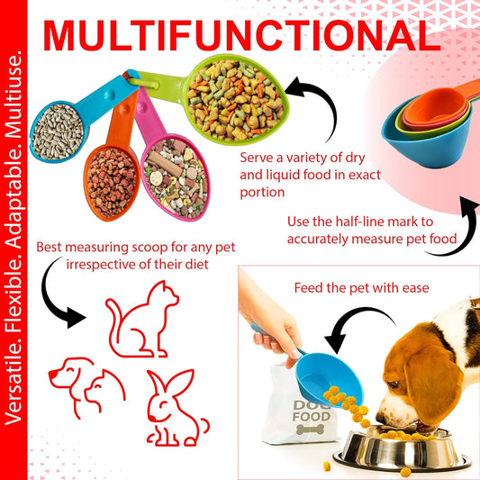 Cat Food Measuring Cups, One Set to Feed Them All - Ideal Scoop Cups for Multi-Pet Homes, Perfect Portion for Your Pets, Easy to Fill and Measure, 4pcs