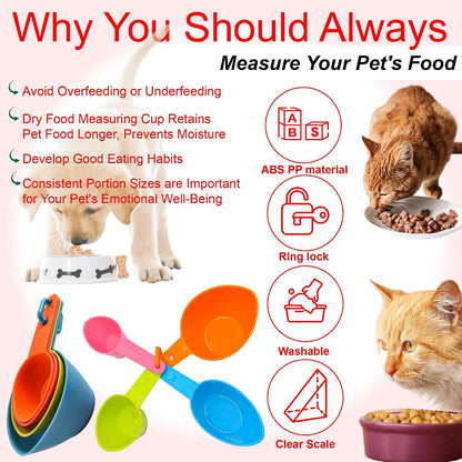 Cat Food Measuring Cups, One Set to Feed Them All - Ideal Scoop Cups for Multi-Pet Homes, Perfect Portion for Your Pets, Easy to Fill and Measure, 4pcs